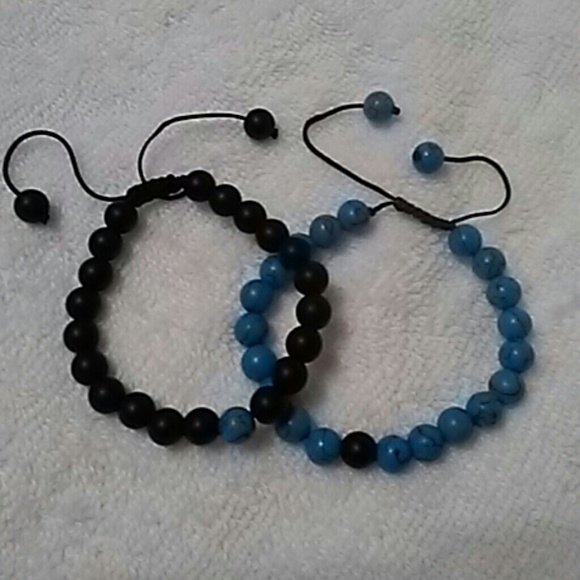 Natural stone adjustable couples yin yang bracelet - Picture 4 of 5